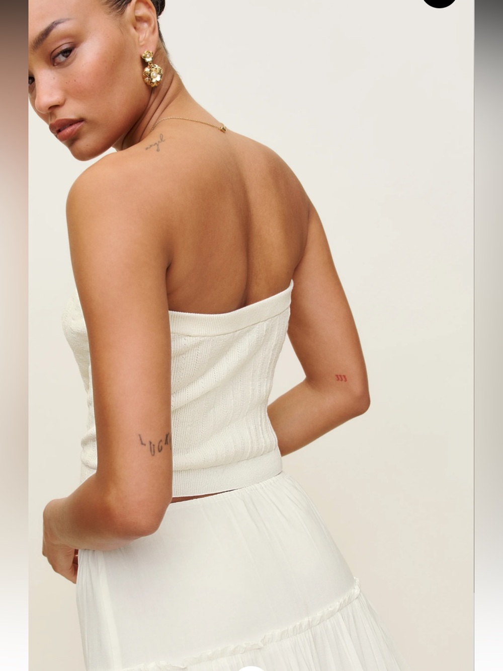 Reformation Zazie Cotton Strapless Sweater - Picture 2 of 9